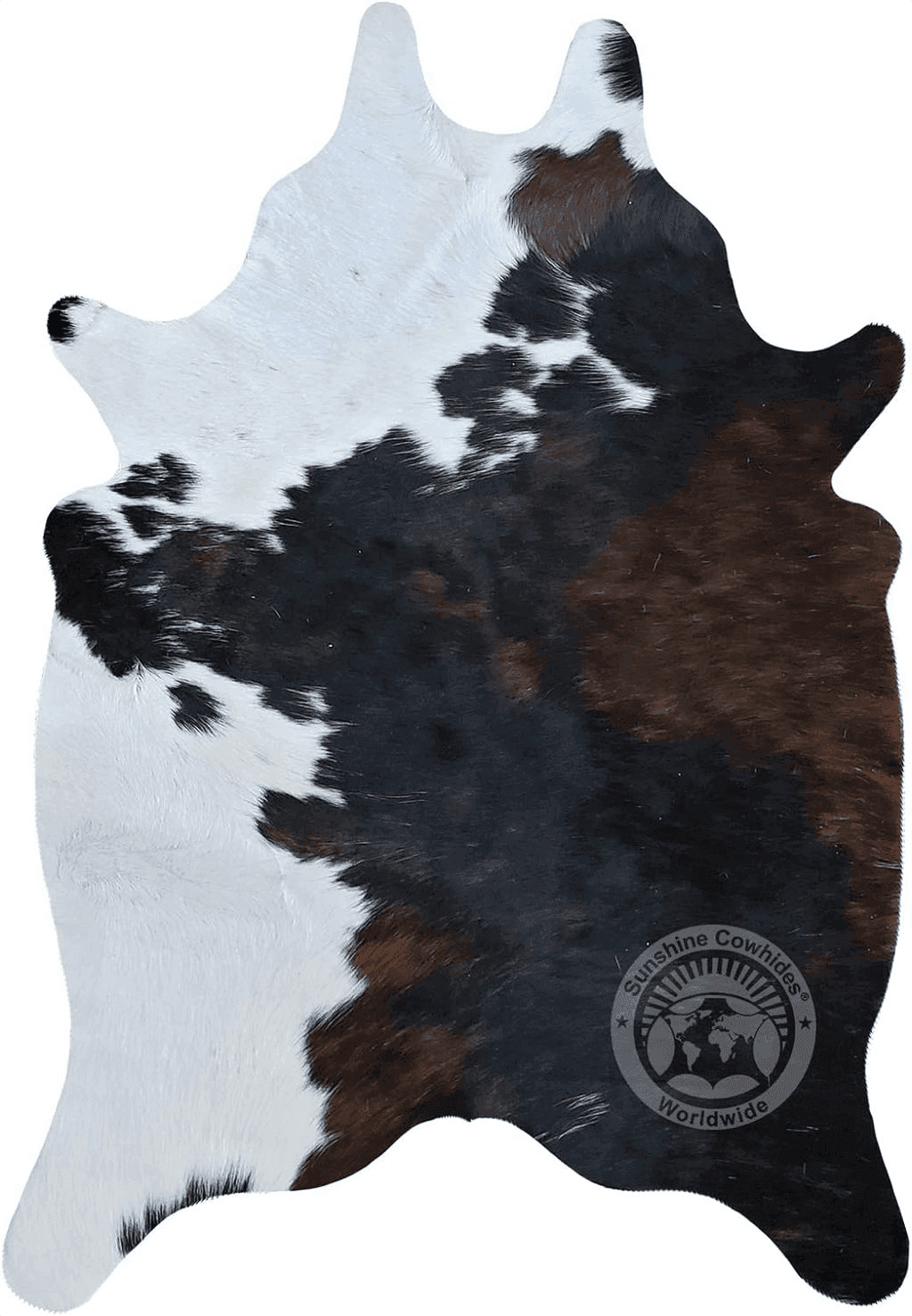 Cowhide 2x3 Genuine Mini Cowhide Rug Tricolor Small Hair on Cow Hide 24 x 35 inches 90 x 60 cm