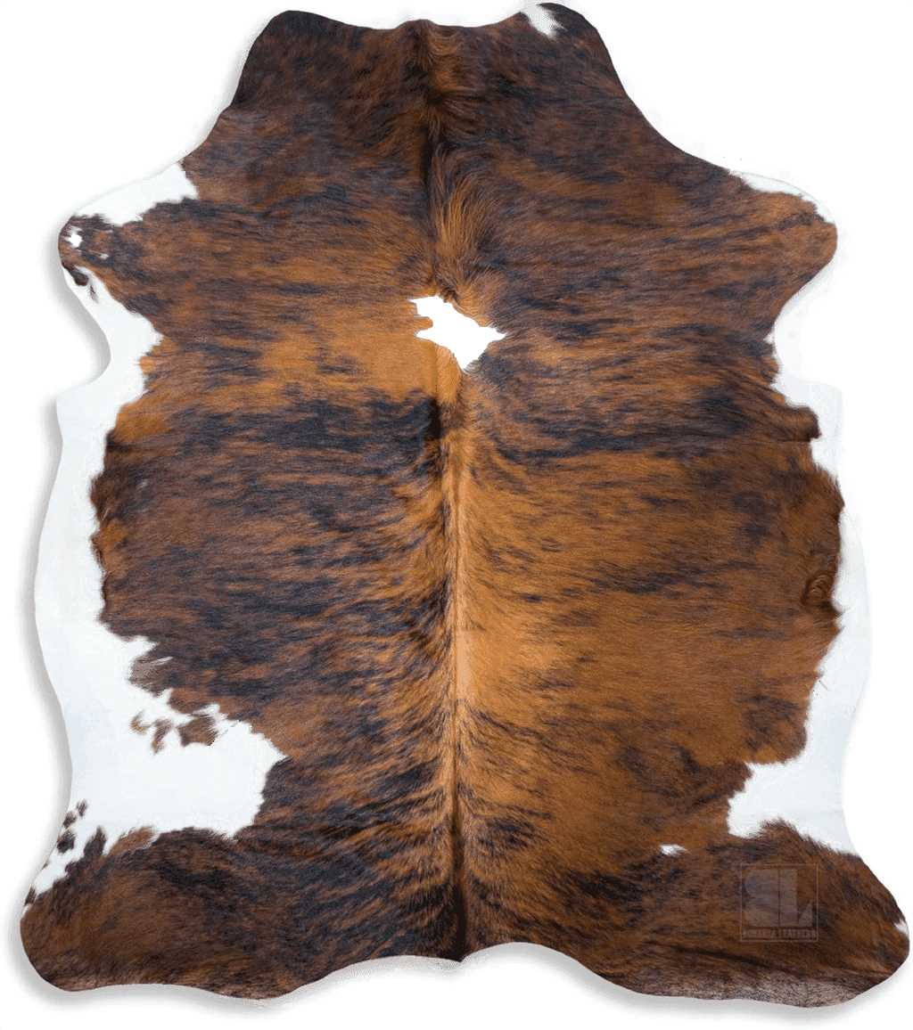 Cowhide 6x9 bonanza leathers Genuine Cowhide Rug Tricolor Brindle Size S/L/XL 5X6/6X7/7X8 FT (6X7)