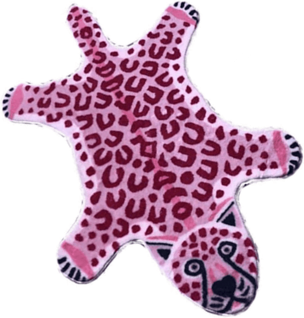 Cowhide 2x3 Leopard Print Rug Faux Animal Printed Cowhide Skin Rug Cheetah Area Rugs Carpet Cute Leopard Rugs for Playroom Livingroom, 43.2in L x 28.8in W / 2.4 x3.6 Feet (Pink)