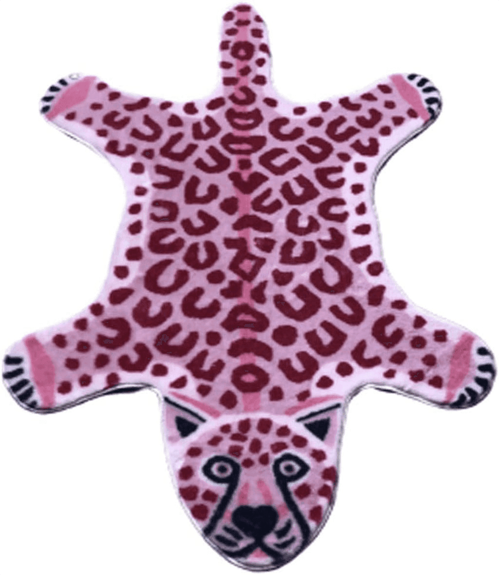 Cowhide 2x3 Leopard Print Rug, Pink Faux Cowhide Cheetah Fur Skin Carpet Mat with Anti-Slip Animal Printed Area Rug for Bedroom, Home Office (44.1x29.2 inch)