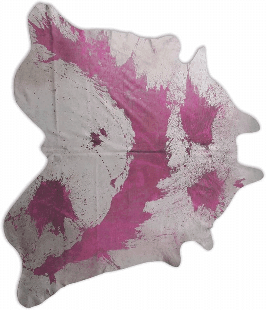 Cowhide Grey Deluxe Cowhides - Huge Cowhide Area Rug - Pink Distressed Cowhide Rug - 9 X7 feet or 274 X 213 cm