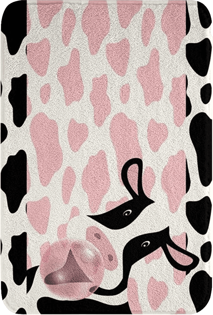 Cowhide 2x3 Pink Cow Print Rugs Kawaii Milk Cow Fluffy Rugs for Bedroom Farmhouse Animal Durable Indoor Entry Rug Black Cowhide Stripe Non Slip Bathroom Carpet Western Cowboy Floor Mats Washable 30x18 inch