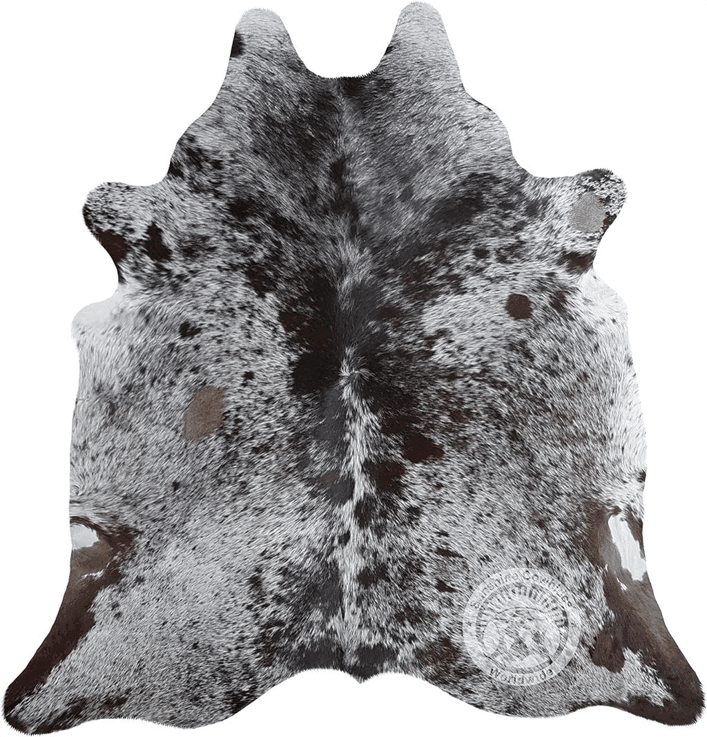 Sunshine Cowhides Genuine Salt and Pepper Longhorn Tricolor Cowhide Rug - Luxurious Cow Rug for Bedroom, Living Room, and Home Decor Enthusiasts - Stylish Masterpiece - 6x7ft (180x210cm)