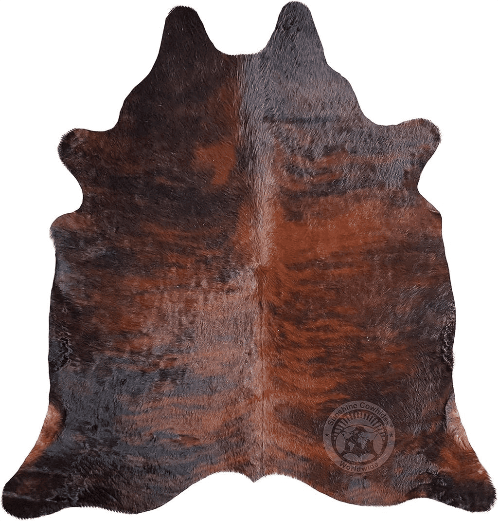 Cowhide 6x9 Genuine Brindle Dark Reddish Cowhide Rug XL Size 6 x 7-8 ft. 180 x 240 cm