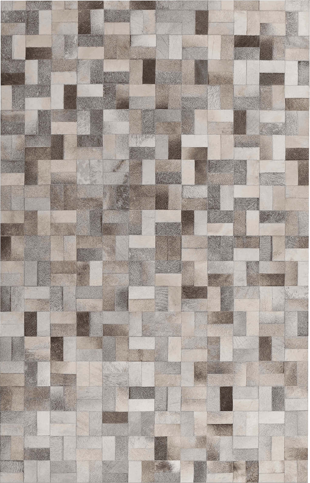 USA RUG Cowhide Grey Patchwork Home Decorative Living Room Area Rug Hand Made Cow Leather Hair (2.6x8' Runner)