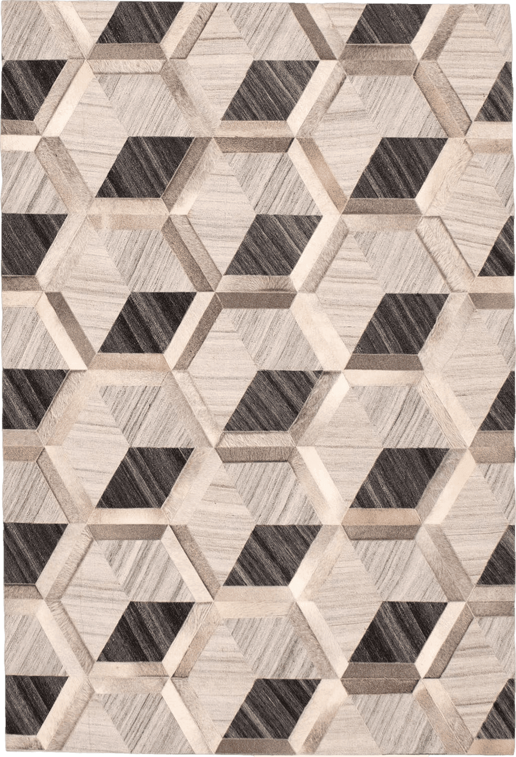 eCarpet Gallery Hand-Knotted | Area Rug for Living Room, Bedroom | Cowhide Patchwork Accent Grey Rug 5'6" x 7'7" | 350680