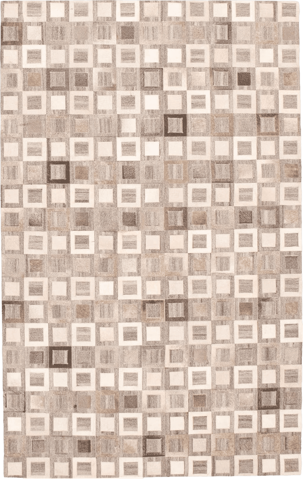 eCarpet Gallery Hand-Knotted | Area Rug for Living Room, Bedroom | Cowhide Patchwork Accent Grey Rug 5'4" x 8'6" | 350262