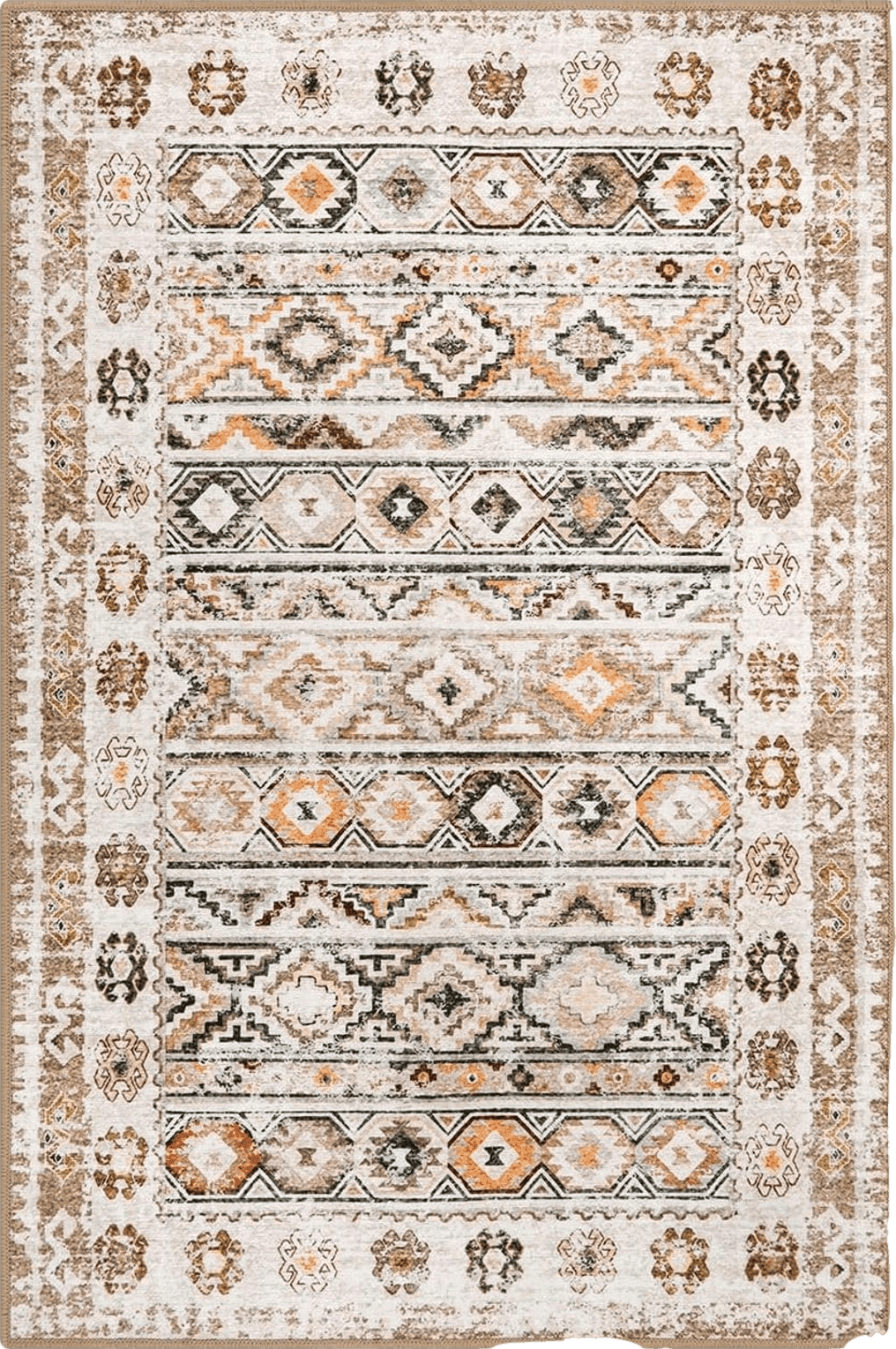 Cowhide 2x3 Wonnitar Bohemian Small Kitchen Rug,2x3 Washable Khaki Entryway Rug Door Mat,Non-Slip Distressed Boho Bathroom Accent Rug,Moroccan Trellis Low Pile Carpet for Bedside Dorm Laundry Room