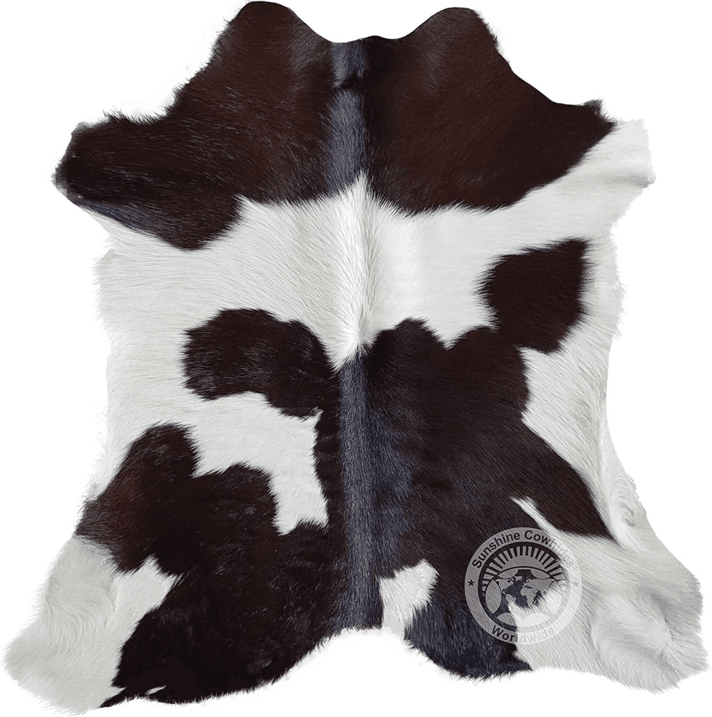 Cowhide 2x3 Genuine Calfskin Chocolate Dark Brown and White Calf Hide Cow Skin Cowhide Rug Leather Area Rug 3 x 3 ft.