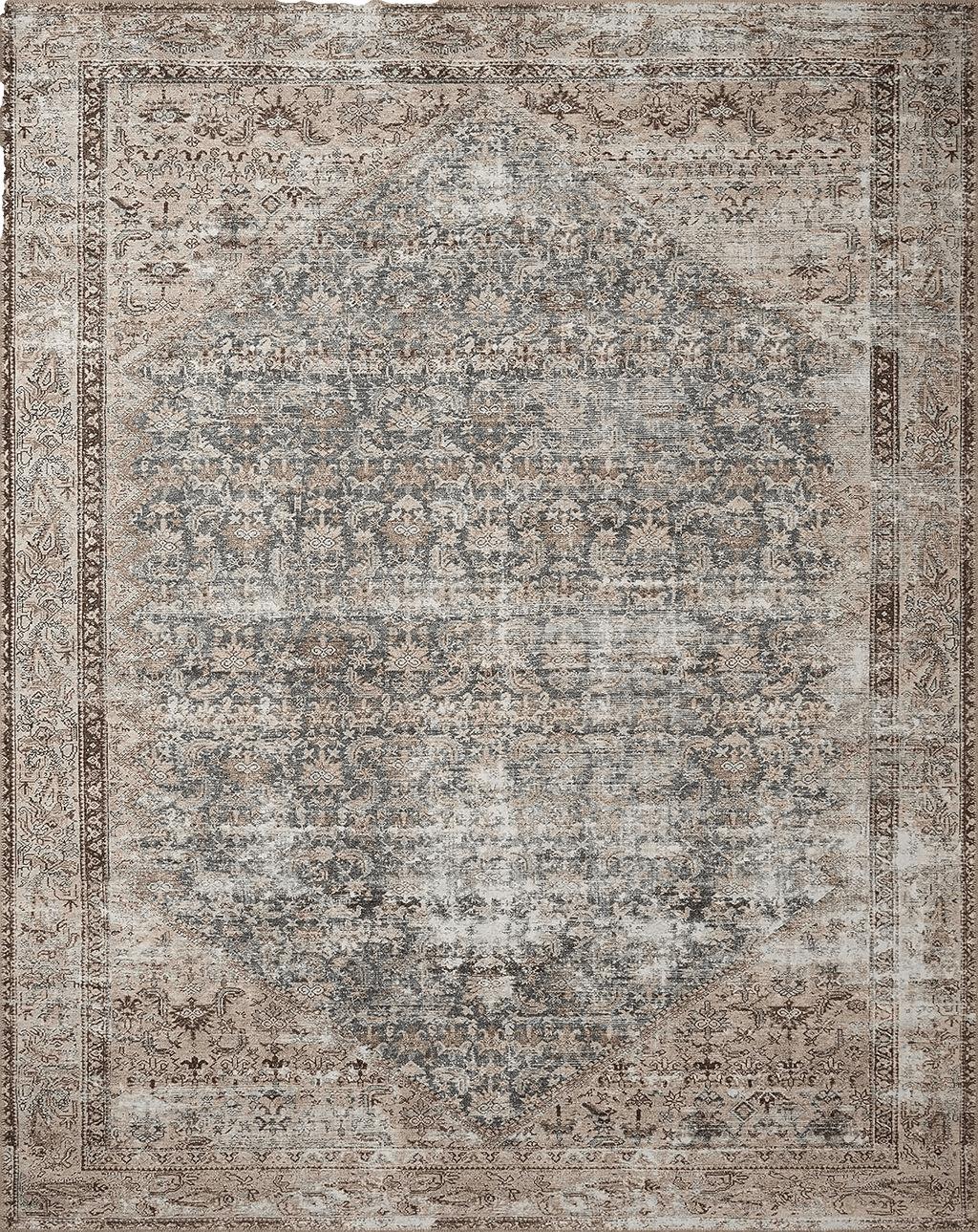 Cowhide Grey Loloi Amber Lewis x Loloi Georgie Collection GER-04 Teal/Antique 5'-0" x 7'-6" Area Rug