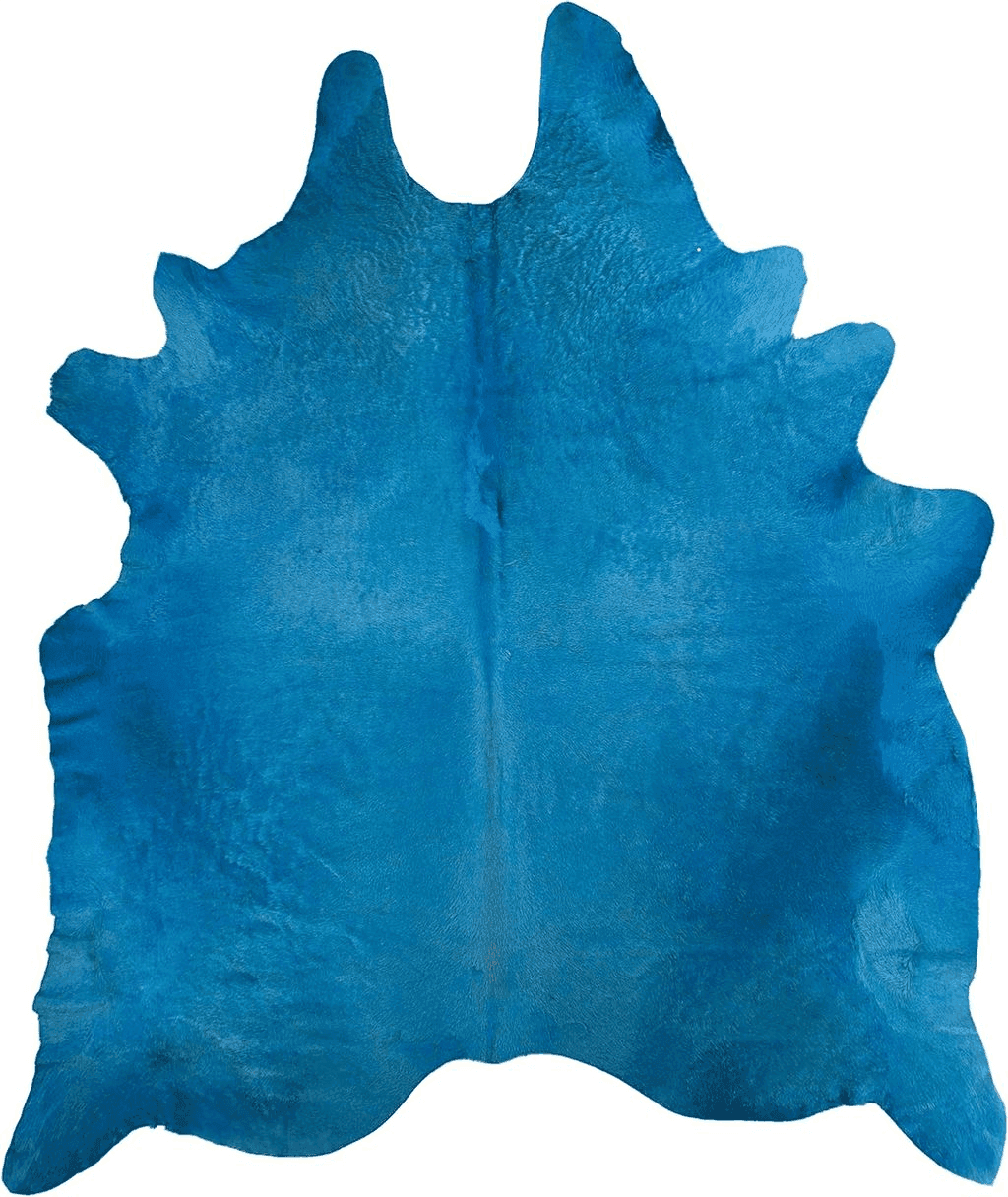 Cowhide Blue Natural Geneva Cowhide Area Rugs for Living Room and Bedroom | Handmade 100% Cow Rug with Low Pile | Shed-Resistant Home and Office Rug, Sky Blue, 6 ft x 7 ft