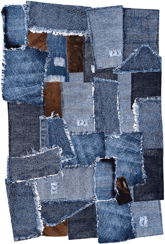 Cowhide 3x5 Unirea Modern Denim Area Rug, Durable Faux Cowhide Vintage Irregular Rugs, Stain Resistant Non-Slip Backing Washable Rugs for Living Room Bedroom Kids Room Nursery, Western Home Decor, 3x5 ft/60"X36"