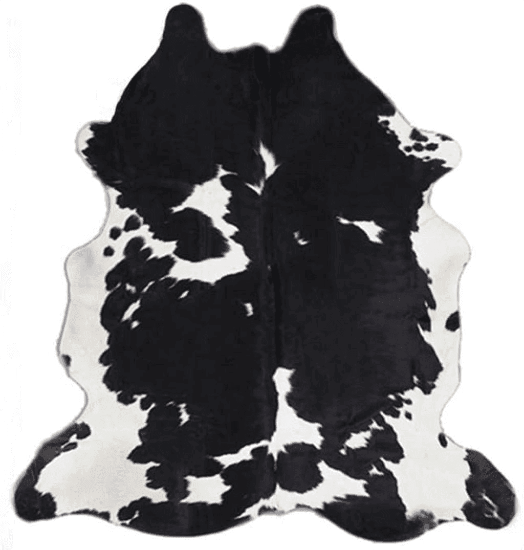 Cowhide Black White original cowhide Rug Genuine Leather Hair on Hides Decorative Value Rare Giant Size Approx 7X8 ft (56-66 sqf) (Black and White)