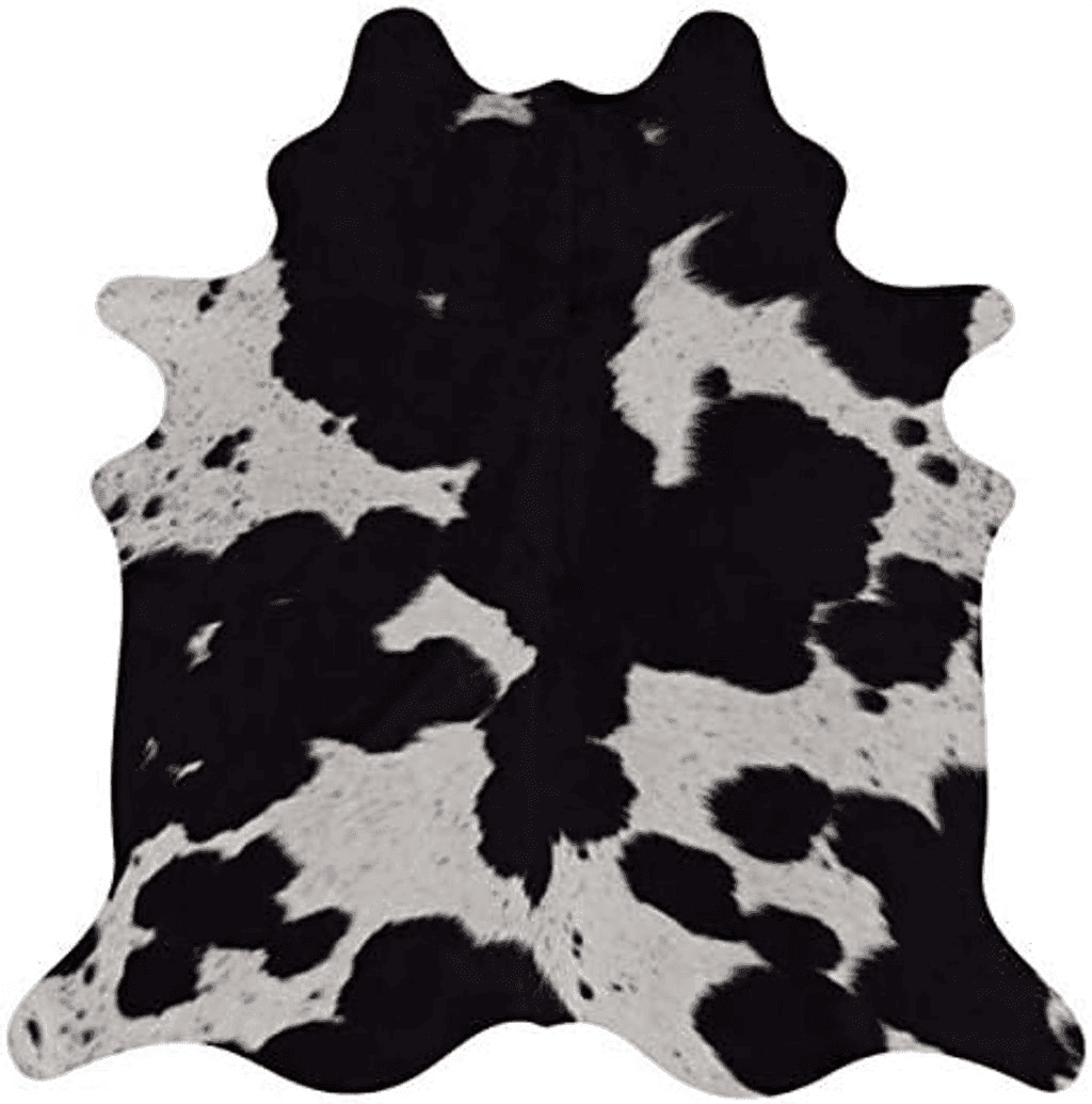 Cowhide Black White Black and White Cowhide Rug Natural Cow Skin Cow Hide Leather Area Rug Hair On, 5 ft X 4 ft Premium Black White Shed Free Natural Hide