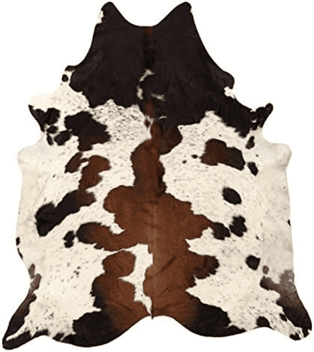 Cowhide 4x6 MeshNew Pure Brown Tricolor Cowhide Rug Black Brown and White Luxurious Cow Skin Tri Color (5 X 4)