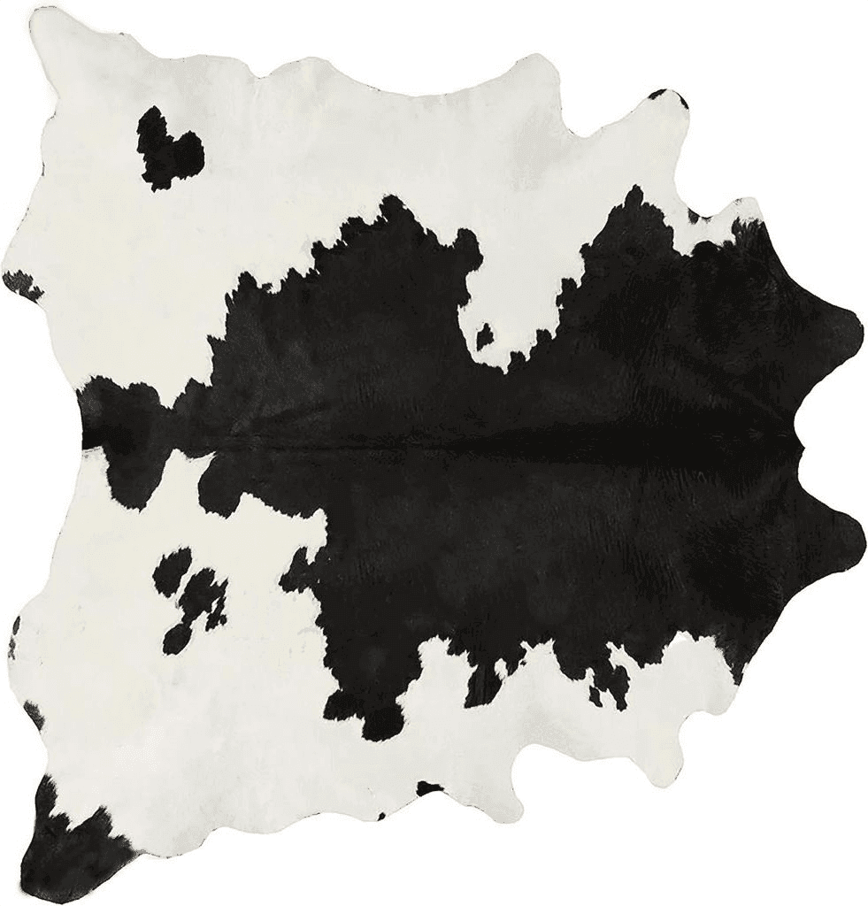 Cowhide Black White A-STAR Black & White Cowhide Leather Rug Natural Premium Cow Skin Hide Hair on Area Rug for Living Room Décor 5ft x 5ft (152 CM X 152 CM) Large