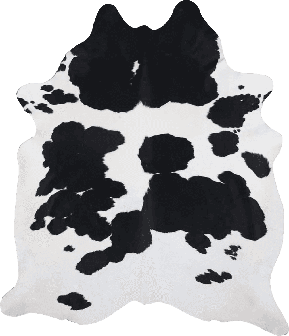 Cowhide Black White Home Must Haves Cowhide Rug, 6' x 7', Black and White