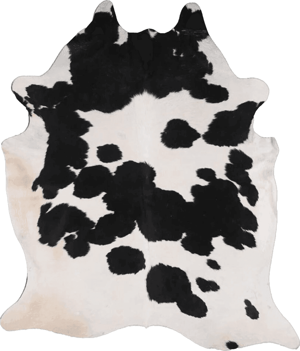 Cowhide Black White Home Must Haves Cowhide Rug, 6' x 7', Black and White