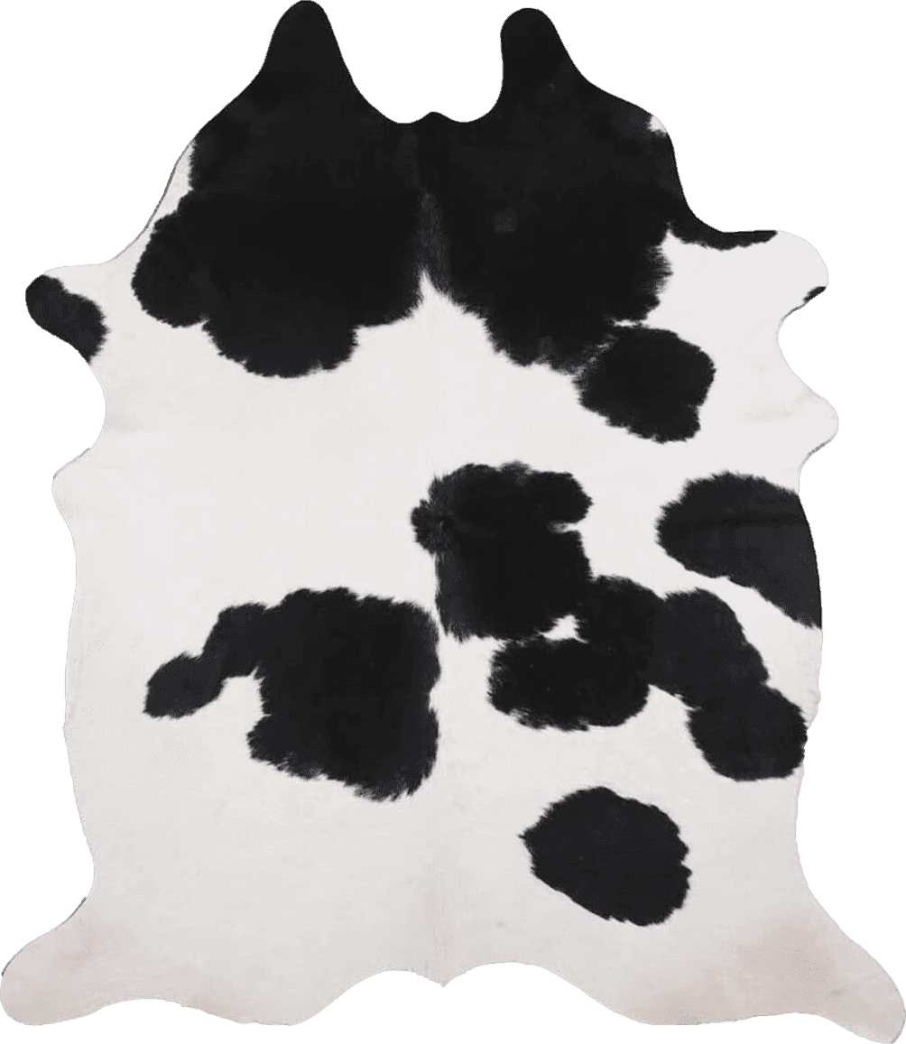 Cowhide Black White Home Must Haves Cowhide Rug, 6' x 7', Black and White