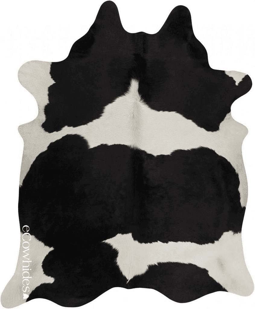 Cowhide Black White ecowhides Black and White Brazilian Cowhide Area Rug, Cowskin Leather Hide for Home Living Room (Large) 6 x 6 ft