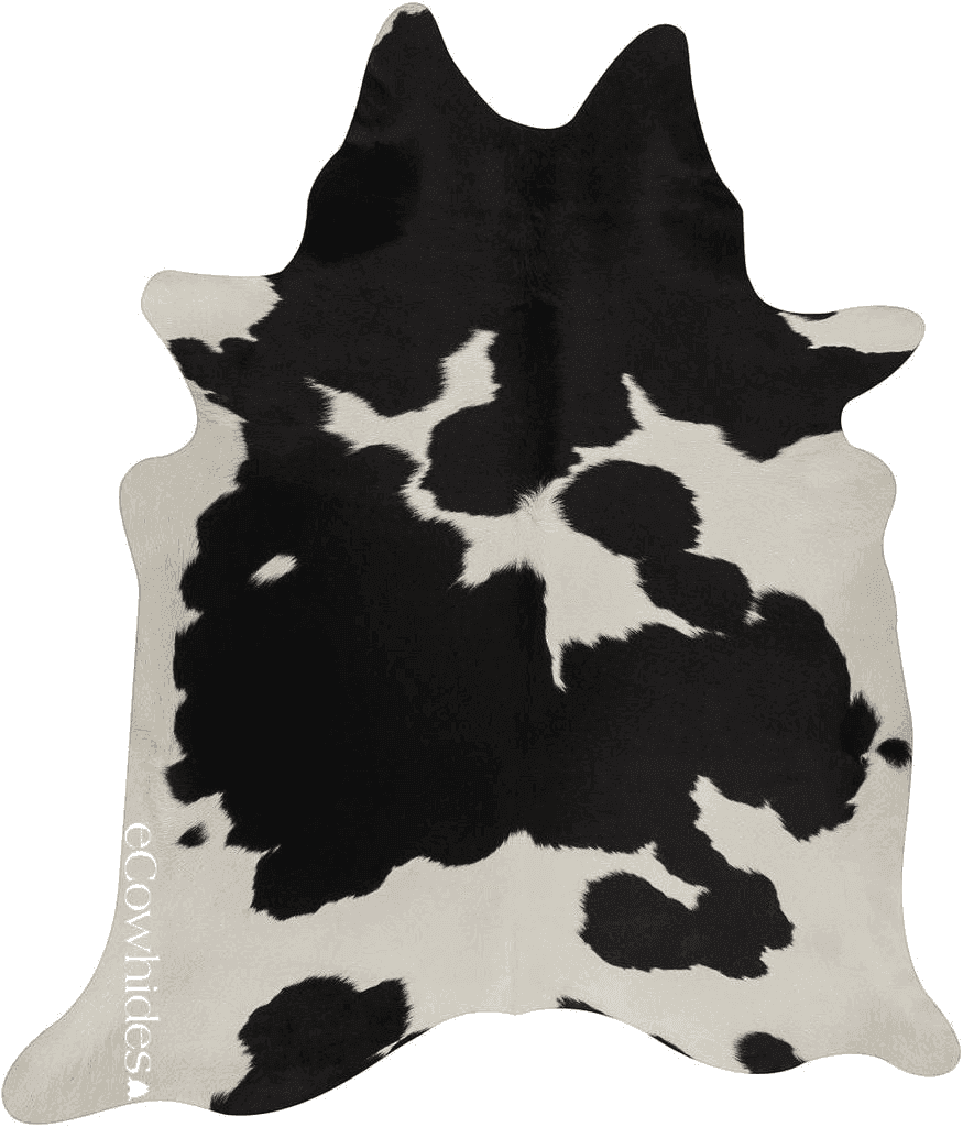 Cowhide Black White ecowhides Black and White Brazilian Cowhide Area Rug, Cowskin Leather Hide for Home Living Room (Large) 6 x 6 ft