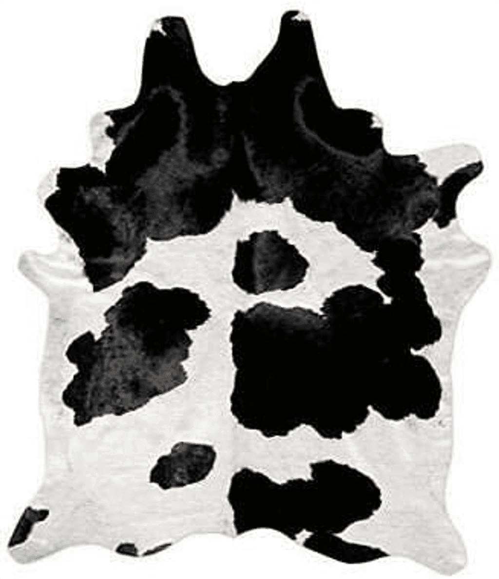 Cowhide 5x7 Black and White Cowhide Rug Natural Cow Skin Cow Hide Leather Area Rug Hair On, Large 5 ft X 6 ft Premium Black White Shed Free Natural Hide