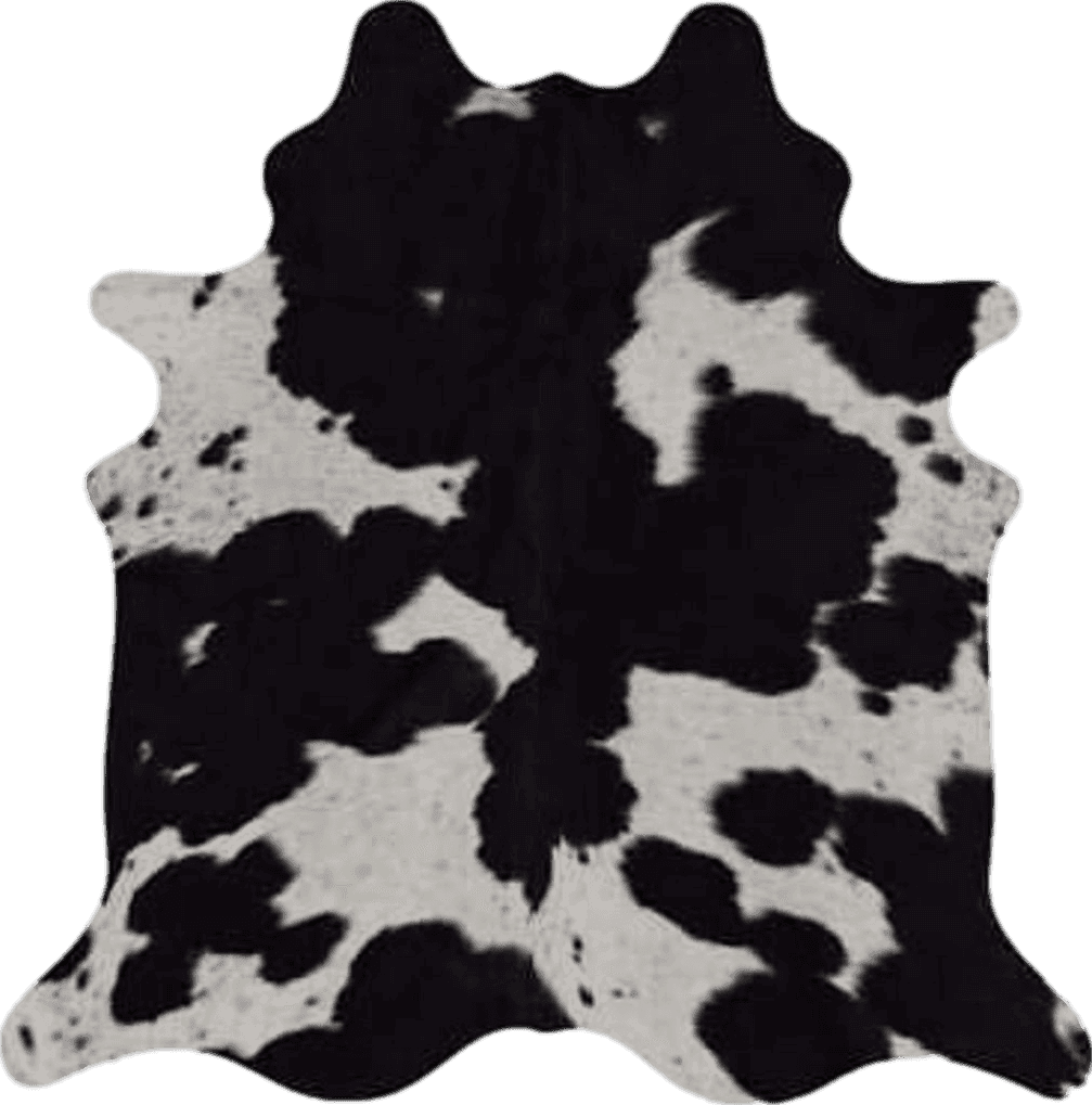 Cowhide 5x7 Black and White Cowhide Rug Natural Cow Skin Cow Hide Leather Area Rug Hair On, Large 5 ft X 6 ft Premium Black White Shed Free Natural Hide