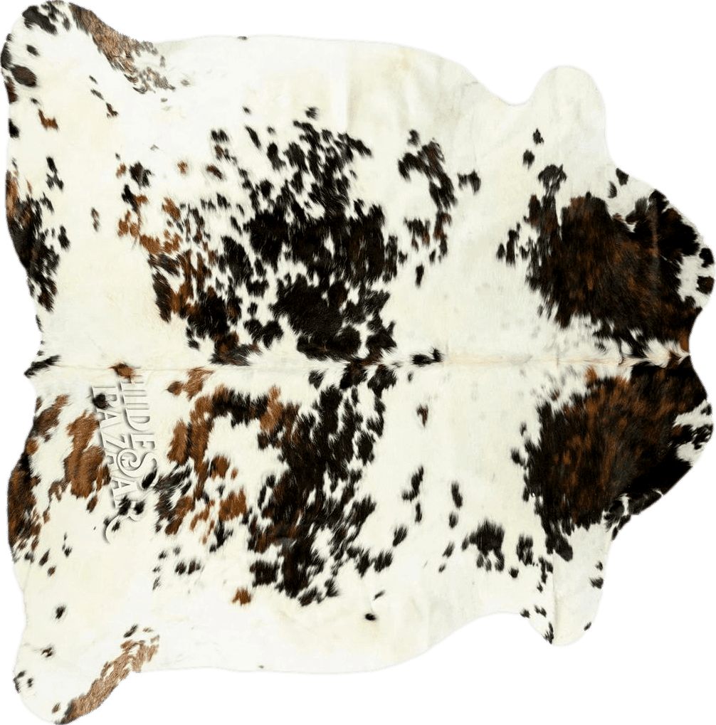 Cowhide 5x7 HIDES BAZAAR Light Tricolor Cowhide Rug, Premium Quality Genuine Leather Cow Hide, White, Brown and Black Color Mix Area Rug (5x7 ft)