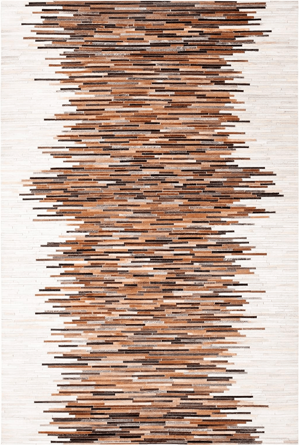 Cowhide 8x10 SAFAVIEH Studio Leather Collection 8' x 10' Ivory / Brown STL814A Handmade Mid-Century Modern Leather Area Rug