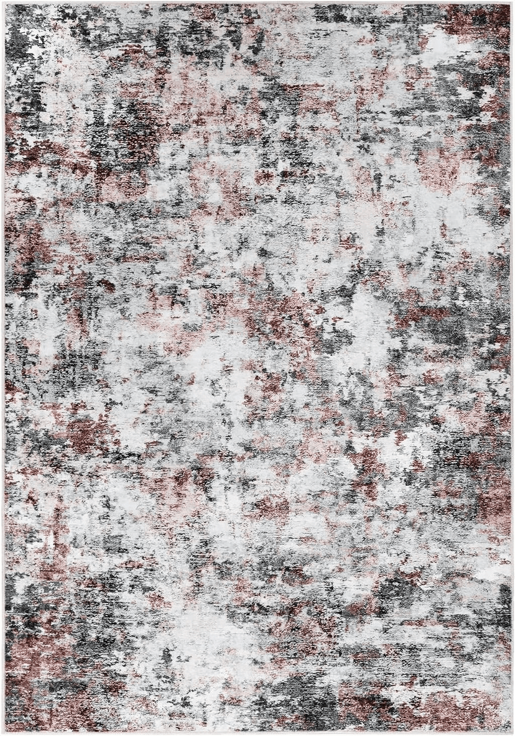 Bedroom Red Miukiki 8x10 Area Rugs, Modern Abstract Washable Rug for Living Room, Stain Resistant Non-Shedding Distressed Area Rug with Non Slip Backing for Bedroom (Red/Grey, 8'x10')