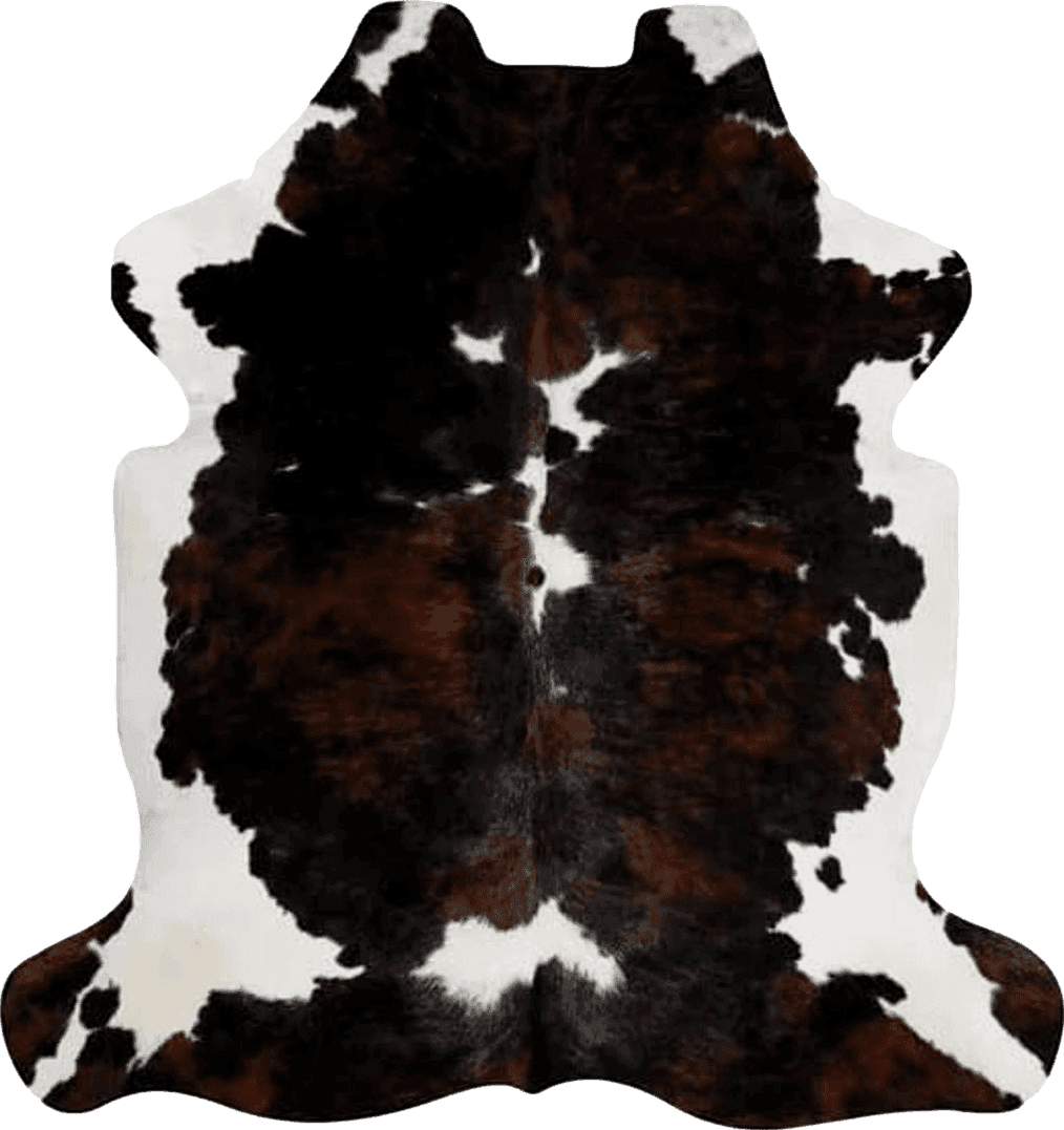 Cowhide Black White Cowhides Direct Genuine Cowhide Rug - Tricolor Cow Fur Rugs for Living Room, Bedroom & More - Authentic Cow Rug (6’x6’ Tricolor)