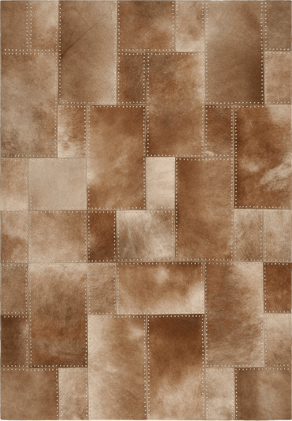 Cowhide 8x10 SAFAVIEH Studio Leather Collection 8' x 10' Beige STL174B Handmade Mid-Century Modern Leather Area Rug