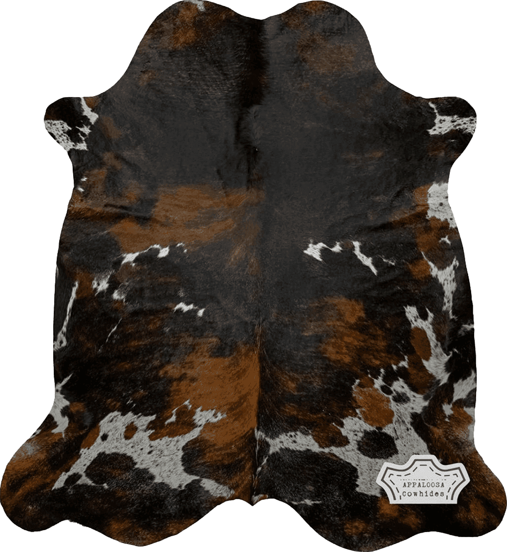 Cowhide 5x7 Appaloosa Cowhides Natural Cowhide Rug - Tricolor Cowhide Area Rug for Bedroom & Living Room - Luxury Cowhides Modern Accent Rug - Genuine Leather with Real Animal Fur, Dark, 5 x 7 Feet