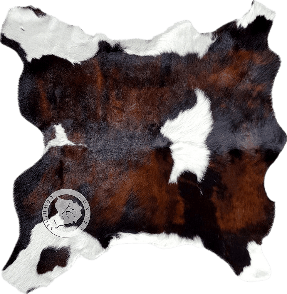 Black White All Rounds/Square Genuine Calfskin Tricolor Exotic Calf Hide Cow Skin Cowhide Rug Leather Area Rug 3 x 3 ft.