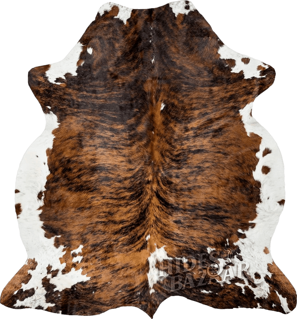 Cowhide 5x7 HIDES BAZAAR Brown Brindle Cowhide Rug, Premium Quality Genuine Leather Cow Hide, Brown, Black and White Area Rug (5x7 ft)