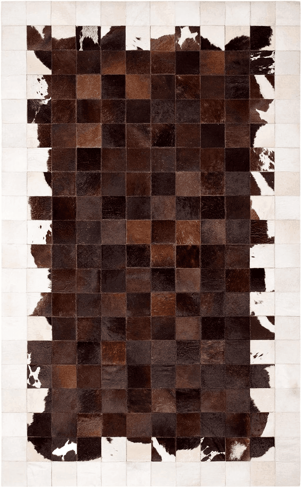 Cowhide 4x6 SAFAVIEH Studio Leather Collection 4' x 6' Ivory / Brown STL806A Handmade Mid-Century Modern Leather Area Rug