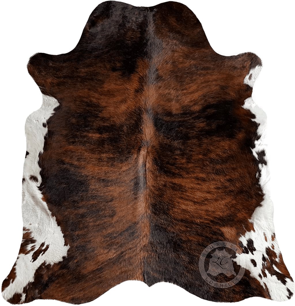 Sunshine Cowhides Genuine Dark Brindle Tricolor Cowhide Rug - Luxurious Cow Rug for Bedroom, Living Room, and Home Decor Enthusiasts - Masterpiece of Style and Functionality - 6x6-7ft (180x210cm)