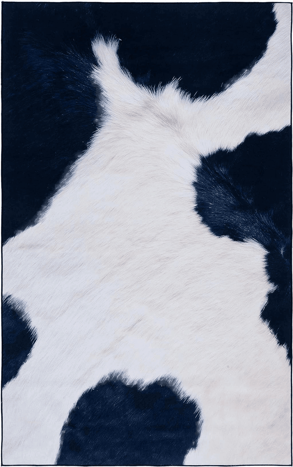 Cowhide Blue Safavieh Faux Hide Collection Accent Rug - 4' x 6', Ivory & Dark Blue, Non-Shedding & Easy Care, Machine Washable Ideal for High Traffic Areas in Entryway, Living Room, Bedroom (FAH548A)