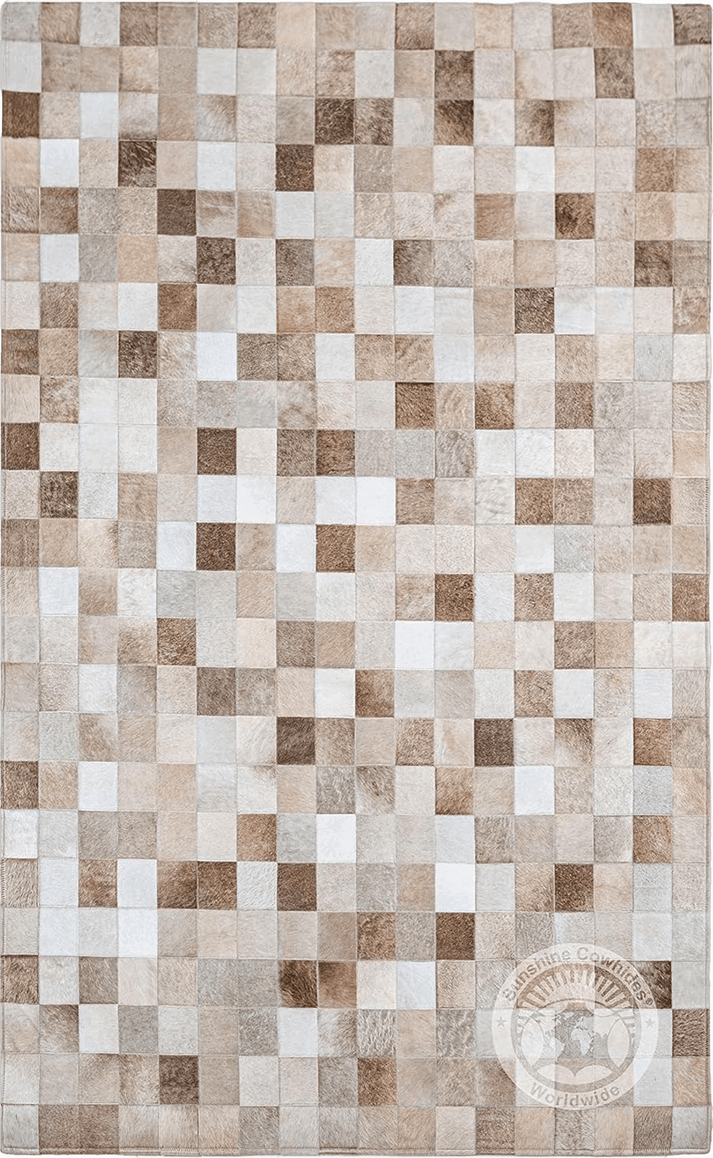 Cowhide 4x6 Sunshine Cowhides Genuine Cowhide Patchwork Rug Taupe - Champagne Mix Mosaic Leather - Luxurious are Rug for Living Room and Home Decor Enthusiasts - Masterpiece of Style & Functionality - 4x6ft