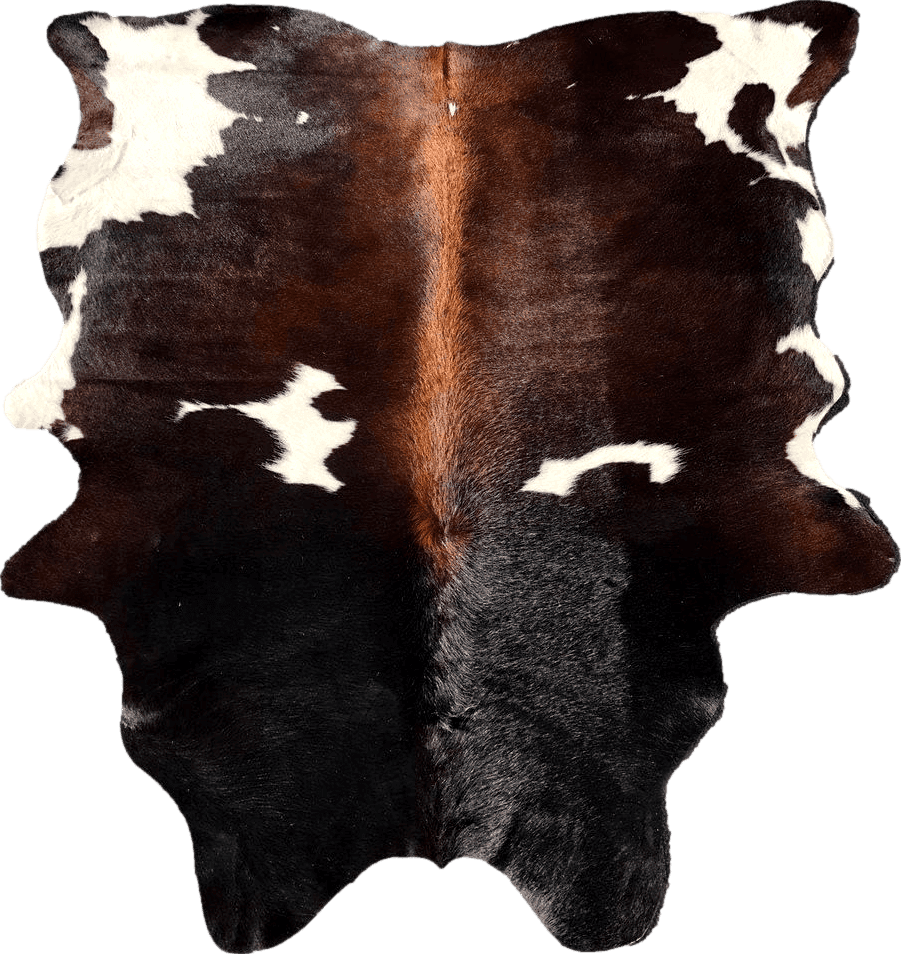 Cowhide 3x5 MeshNew Tricolor Brazilian Cowhide Rug Tri Cow Hide Skin Leather Area Rug Exotic (Small 5ft X 3ft)