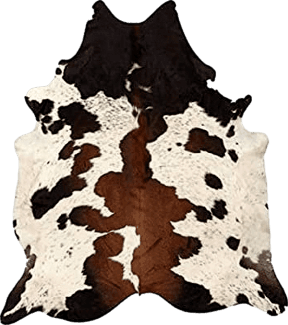 Cowhide 3x5 MeshNew Tricolor Brazilian Cowhide Rug Tri Cow Hide Skin Leather Area Rug Exotic (Small 5ft X 3ft)