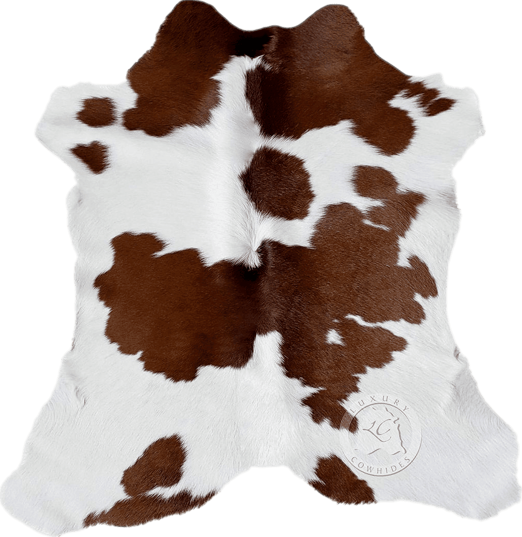 Sunshine Cowhides Calfskin Brown And White Calf Hide Cow Skin Cowhide Rug Leather Area Rug, 3x3 ft