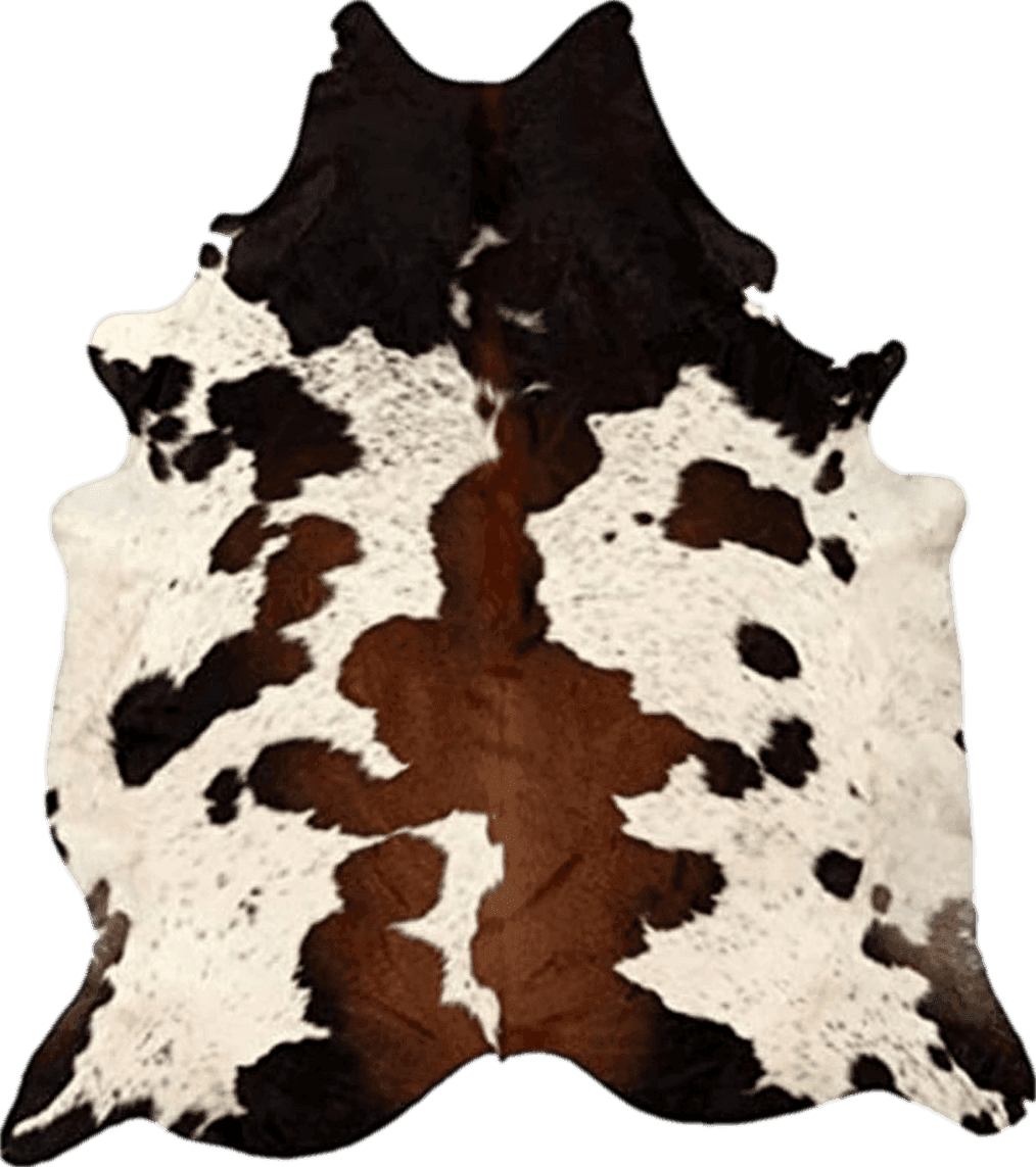 Cowhide 3x5 ARTISTIC DECOR Pure Brown Tricolor Cowhide Rug Black Brown and White Luxurious Cow Skin Tri Color (Small 5 x 3ft)