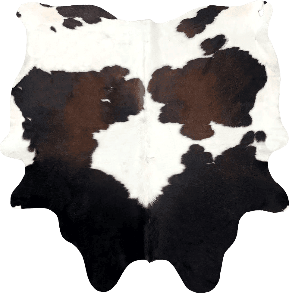 Cowhide 3x5 ARTISTIC DECOR Pure Brown Tricolor Cowhide Rug Black Brown and White Luxurious Cow Skin Tri Color (Small 5 x 3ft)