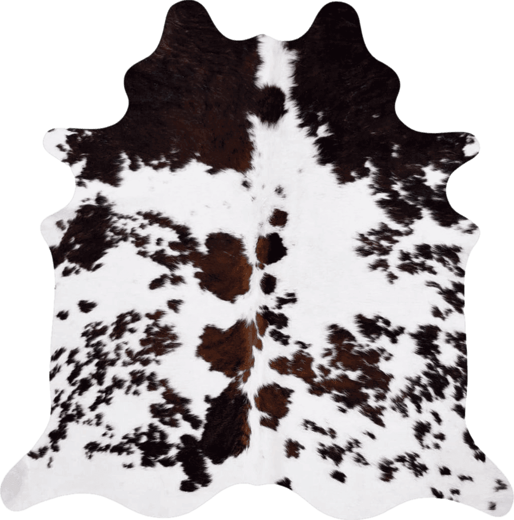 Cowhide 3x5 ARTISTIC DECOR Pure Brown Tricolor Cowhide Rug Black Brown and White Luxurious Cow Skin Tri Color (Small 5 x 3ft)