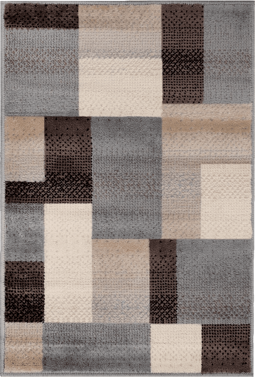 SUPERIOR Indoor Small Area Rug, Jute Backed, Perfect for Entryway, Office, Living/Dining Room, Bedroom, Kitchen, Modern Geometric Patchwork Floor Decor, Clifton Collection, 4' x 6', Grey/Brown