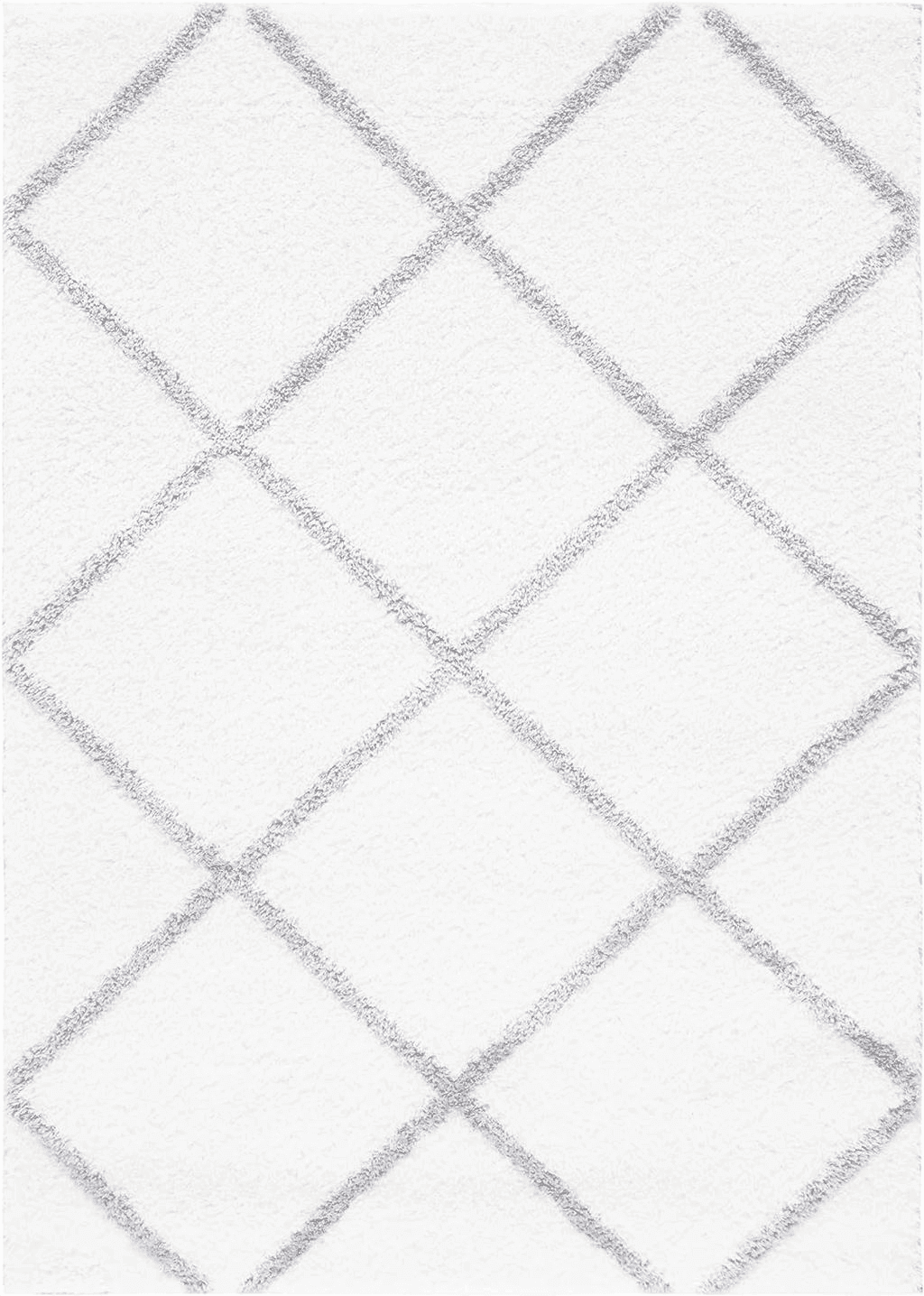 Area White 8x10 Safavieh Tahoe Shag Collection Area Rug - 8' x 10', White & Grey, Trellis Design, Non-Shedding & Easy Care, 1.2-inch Thick Ideal for High Traffic Areas in Living Room, Bedroom (THO676A)