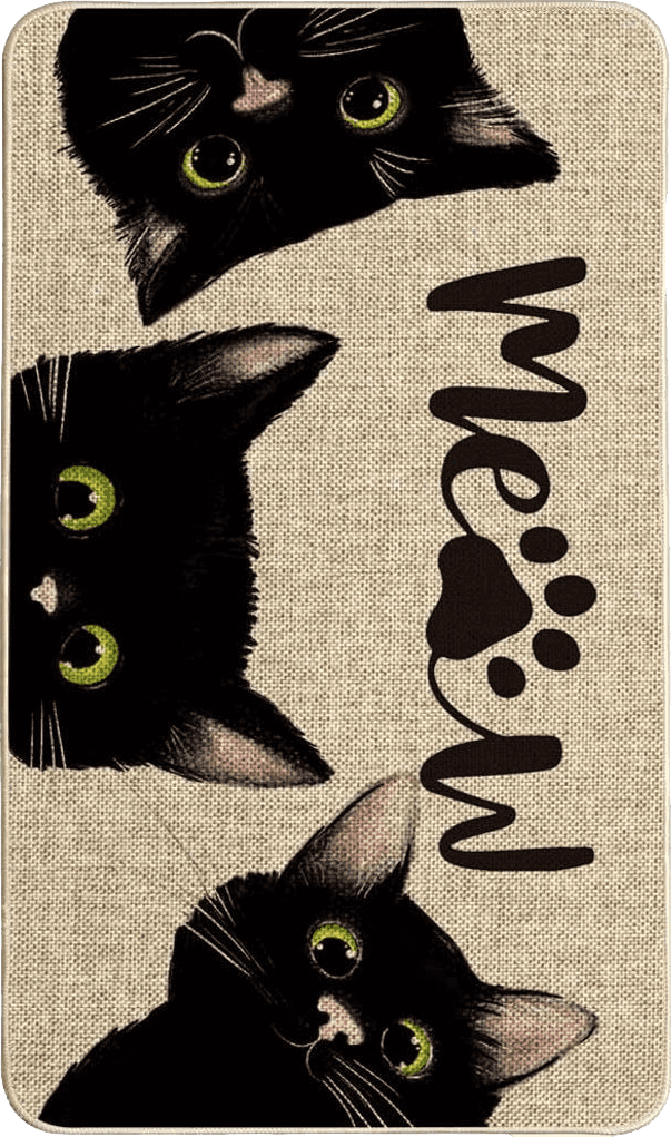 Halloween Artoid Mode Cute Black Cats Halloween Welcome Doormat, Home Decor Low-Profile Switch Rug Door Mat Floor Mat for Indoor Outdoor 17x29 Inch