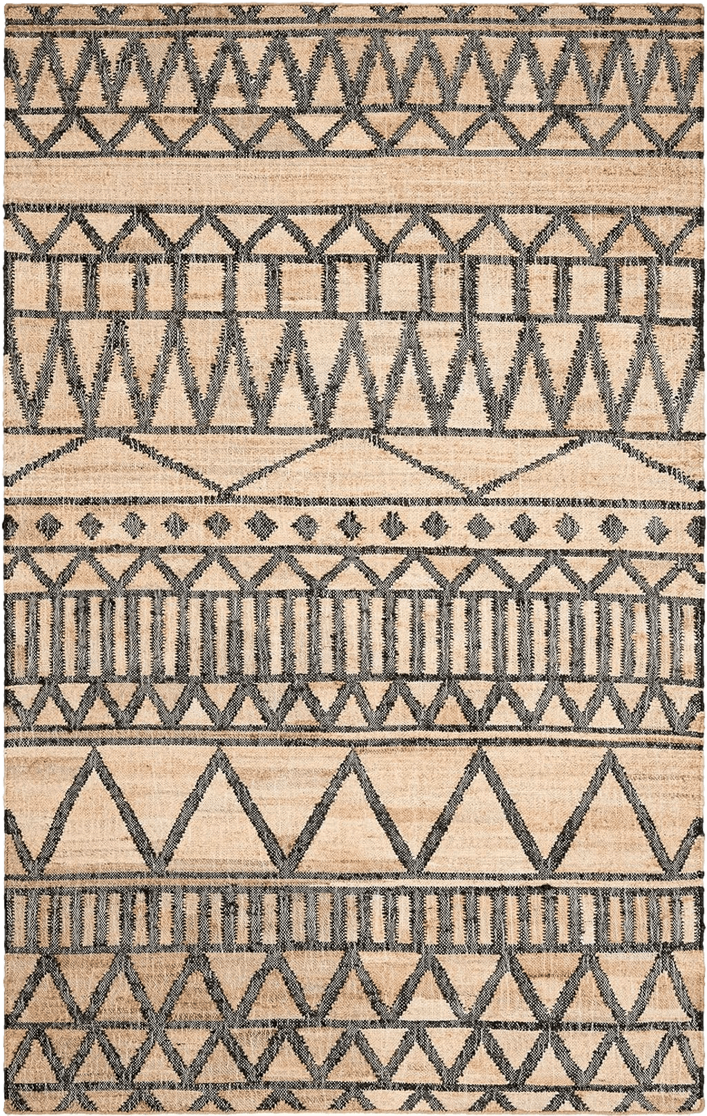 Kilim SAFAVIEH Kilim Collection Accent Rug - 3' x 5', Natural & Charcoal, Handmade Flat Weave Jute, Ideal for High Traffic Areas in Entryway, Living Room, Bedroom (KLM752A)