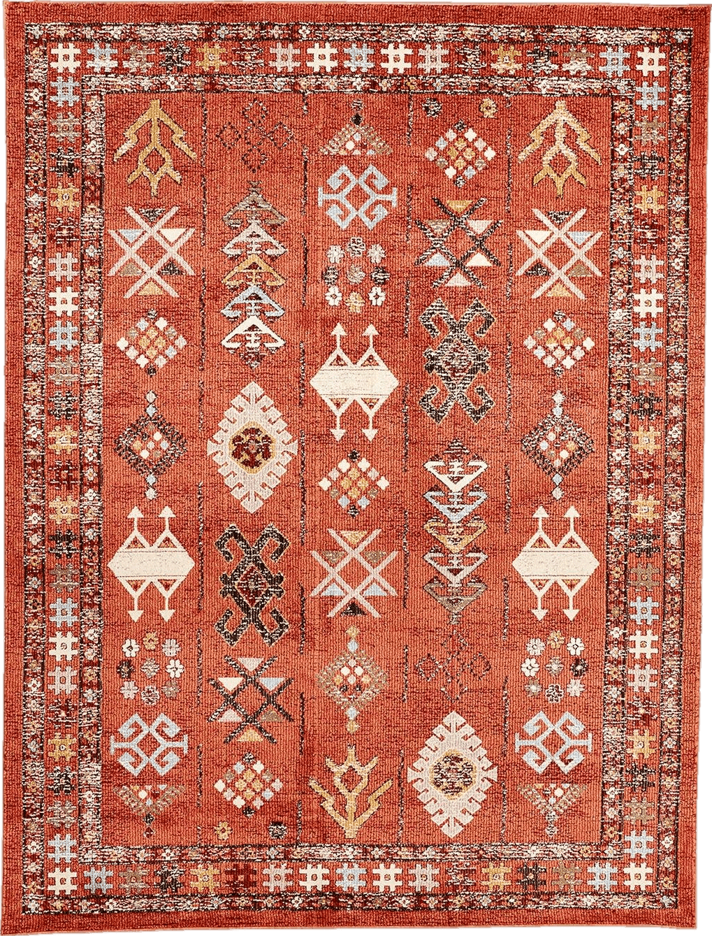 Area Red 8x10 nuLOOM Transitional Tribal Wilma Area Rug, 8x10, Orange